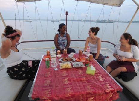 the sunset cruise on Mekong River