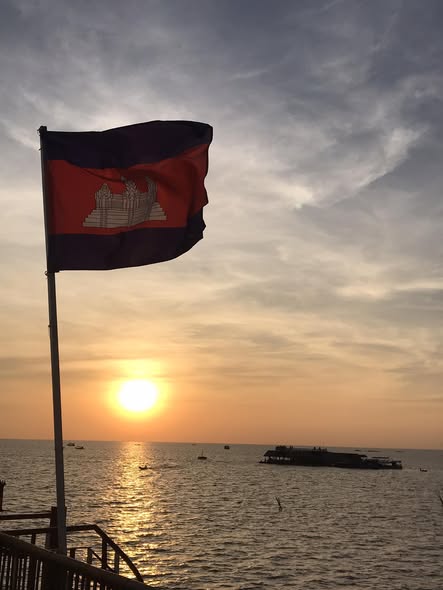 Cambodia Nation flag flying proudly on the Tara Riverboat Cambodia